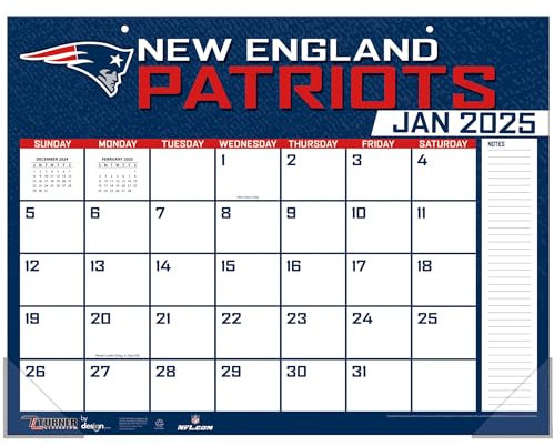 Turner Sports 25998061543 Tischkalender New England Patriots 2025, 55 x 17 cm