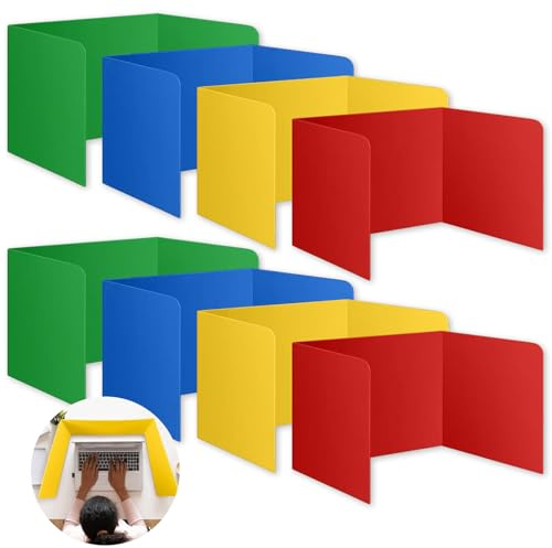 DAZZTIME 8 Stück Trennwand für Schreibtisch,Tragbarer Schreibtischteiler,Faltbare Schreibtisch-Trennwand,Trennwand Schreibtisch,43x35.5x34.2cm,für Schule, Büro, Bibliothek, Mehrfarbig
