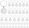 DICOSMETIC 20 Sets Keychain Pendant Tray 20mm Platinum Alloy Cabochon Keychain Blanks with Keyring DIY Keyring Making kit for Photo Resin Personalized Crafting