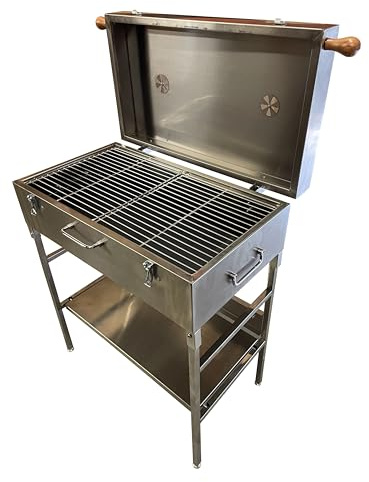 Stainless Steel Charcoal BBQ, Compact & Portable with Lid, Model EV-3