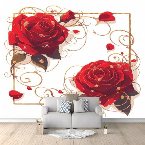 Papier Peint Intissé Lignes dorées de rose Déco Murale Maison Chambre Salon, Photo Murale Décorative - Pour Jeunesse Enfants 150 x 105 cm