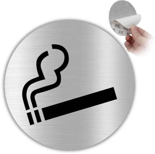 LEIASA | Señal Adhesiva Permitido Fumar - Diámetro Ø 100 mm - Grosor 0.8 mm - Aluminio - Rótulo de Zona para Fumar - Signo Fumar Permitido - Cartel Adhesivo 3M Área de Fumadores