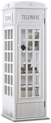 GLDWEY Regal Bodenstehendes Bücherregal CD-Schrank britische rote Telefonzelle Vitrine 5 stöckiges Bücherregal mit Tür für Wohnzimmer Standregal Bookshelf Standvitrine Schrank(Color:Weiß)