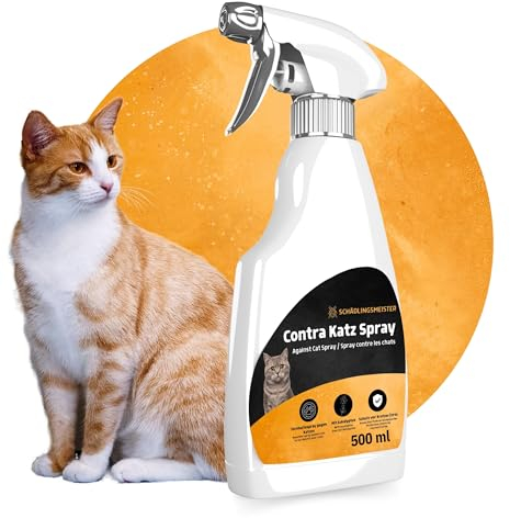 SCHÄDLINGSMEISTER Contra Katz Spray - Katzenabwehrspray 500ml - URIN STOP LANGZEITSCHUTZ - Katzen vertreiben mit Eukalyptus - Katzen Schreck - Katzen Abwehr aussen - Fernhaltemittel für Katzen