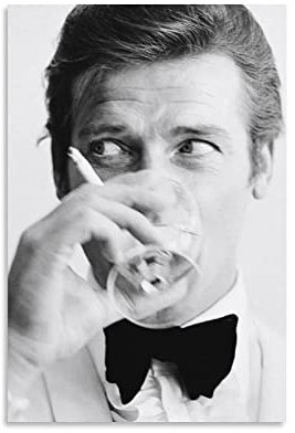 JINLIMAO Wanddeko Poster 30 * 50CM Senza Cornice Gli attori Roger Moore Fumo Bere Camera da letto Pittura decorativa Poster Camera estetica