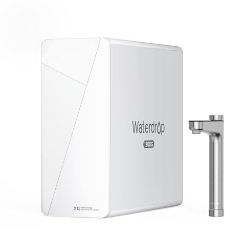 Waterdrop X12 Mineral Alcalino pH+ Ósmosis Inversa Sistema, NSF/ANSI 58&372 Certificado, 1200 GPD de Flujo Rápido, Filtración en 11 Etapas, 3:1 Pura a Drenaje, Libre de BPA
