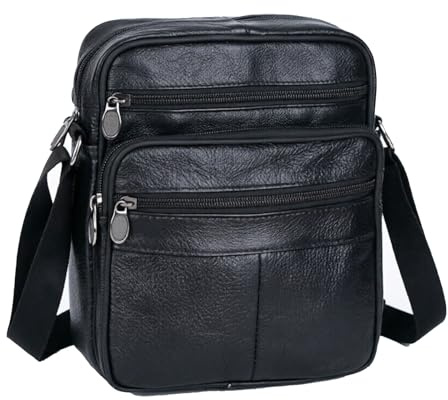 Vpoofree Umhängetasche Herren Schultertasche Leder Tasche Vintage Herrentasche zum Umhängen Shoulder Bag Men Crossbody Handytasche Messenger Bag für Arbeit Reise Alltagsleben