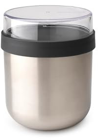 Brabantia - Lunch Box Isotherme Make & Take, Étanche avec Récipient de Stockage Transparent, Garde les Aliments Chauds pendant 8 Heures et Froids pendant 12 Heures - Gris foncé, 0,5 L