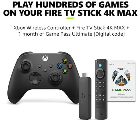 Xbox Wireless Controller - Standard - Carbon Black + Amazon Fire TV Stick 4K Max + 1 Month Game Pass Ultimate