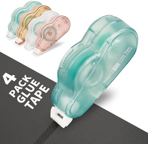 Hanwl 4 Pack Double Sided Tape Roller Craft Adhesive Tape Runner Scrapbooking Journal Home School Office Supplies Scrapbooking Tape 0.23 x 39'