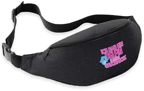 Ich hab EIN Delfin in meiner Bauchtasche - Bauchtasche | Malle | Party | Urlaub | lustige Sprüche | Festival | Umhängetasche | Schwarz
