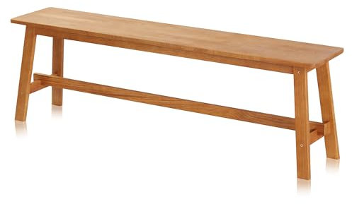 KHG Holzbank Sitzbank Flur Garderobenbank Schuhbank 140x45x29 cm - Eiche Holz Massiv bis 200 kg belastbar - Bettbank Landhausstil geölt