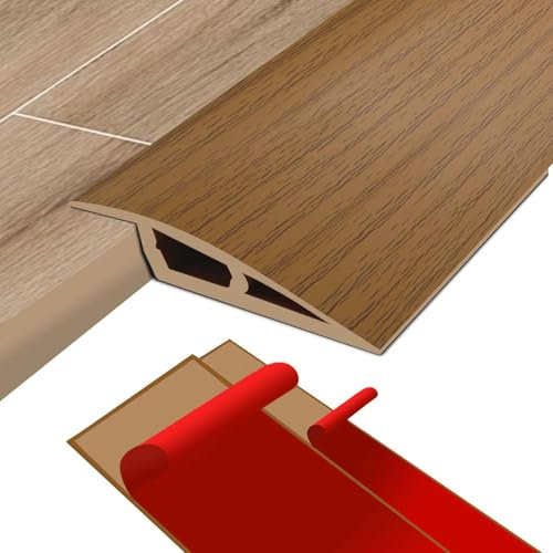 Rubber Threshold Ramp,Flooring Threshold Ramp Reducer,Self Adhesive Floor Transition Strip,for DoorFloorWheelchair Ramp Edge-Reducer Threshold-Transition-Strip(Brown wood grain, 5cm x 1cm x 1m)