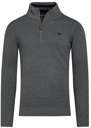 Raging Bull Mens Classic Knitted Cashmere Blend Quarter Zip Jumper (XXL) (Charcoal)
