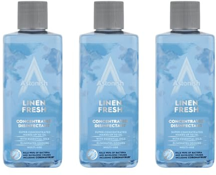 Astonish 3 in 1 Multi-Purpose Super Concentrated Disinfectant with Long Lasting Fragrance, Linen Fresh, 3 x 300ml