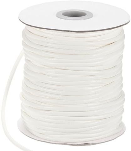 M METERXITY Cordoncino In Poliestere Cerato, 40 Metri 3mm Filo Per Perline Cerato Con Rocchetto Di Gioielli/Fai Da Te/Collane/Braccialeti, Filo Per Braccialetti Macramè [Bianco Puro]