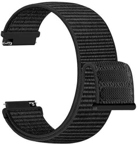 Upeak Nylon Cinturino 18mm Compatibile con Garmin Venu 3S Venu 2S Vivoactive 4S Vivomove 3S, Sportivi Loop Solitario Cinturini per Garmin Forerunner 255S 255S Music 265S, Nero