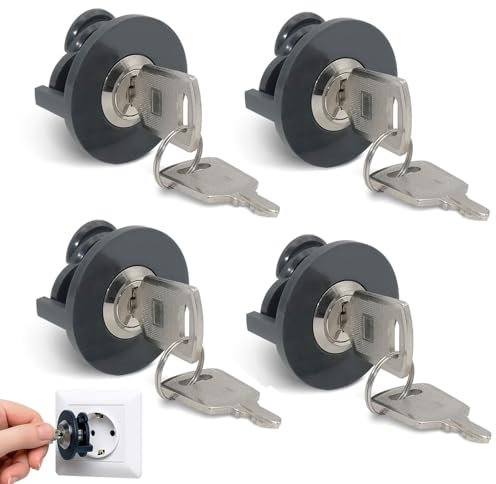 Zyluniy Steckdosenschloss, 4 Stück Abschließbare Steckdose, Steckdosensicherung Kindersicherung Steckdose, Steckdosen Schloss für Stromdiebstahl Verhindern, Verhindert Kontakt von Kindern, Haustieren