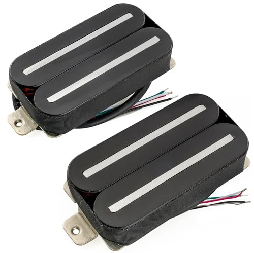 Musiclily Pro HH-DJRC Keramik Rail Blade Humbucker Tonabnehmer Set Schwarz | Hals Steg Pickups 8K/14,5K,für E-Gitarre