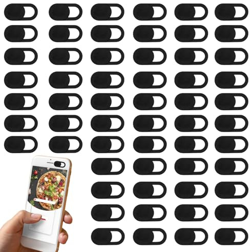 YBEATY 60 Pcs Webcam Cover Slide Universal Ultra Thin Laptop Camera Cover Slide Web Camera Covers Blocker Slider Protect Your Visual Privacy Cell Phone Accessories for Laptop Computer (Black)