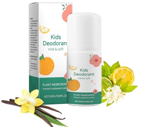 Deo Kinder - 50ml NatürlichesDeodorant, Körperdeodorant, Roll On Deodorants Für Kinder Und Jugendliche, Hypoallergenes, Haut Schützen,Trockene Haut Verhindern, Frischer Und Angenehmer Natürlicher Duft