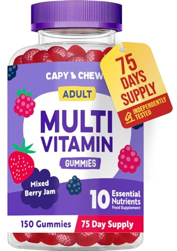 Multivitamin Gummies for Adults – 150 Gummies - 2.5 Month Supply - Advanced 10 Essential Vitamin Complex - Immune & Energy Support - Chewable Multivitamins for Men & Women - Mixed Berry Jam Flavour