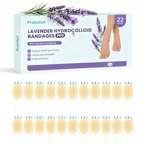 Hydrokolloid-Blasenpflaster für Füße – Promifun 22 Stück wasserfeste Pflaster mit Lavendelextrakt für Ferse, Fuß & Zehen – Ideal für Alltag und Reise (Zehenpackung)