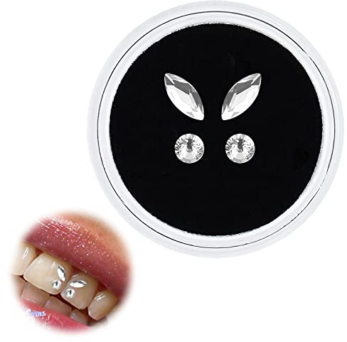 Zahnkristall, Zahnstein Zahnverzierungen 4pcs/Box Zähne Edelstein Schönheit Dental Diamant Zahn Zahn Kristall Ornamente Zähne Schmuck Dekoration Kristall Edelstein Strass Dekor