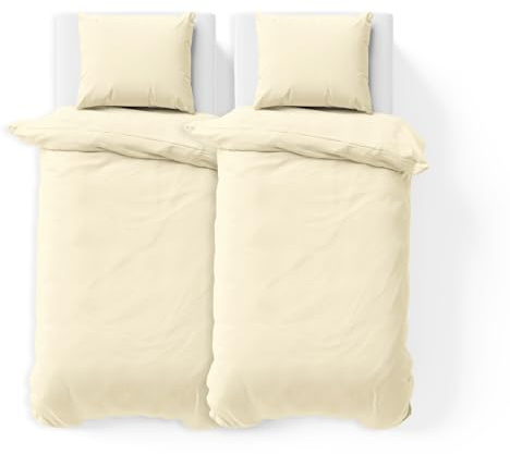 JACOBSON Bettwäsche 100% Baumwolle (135x200cm, Natur, 4-teilig) | Set: 2 Bettbezüge + 2 Kissenbezüge 80 x 80 cm