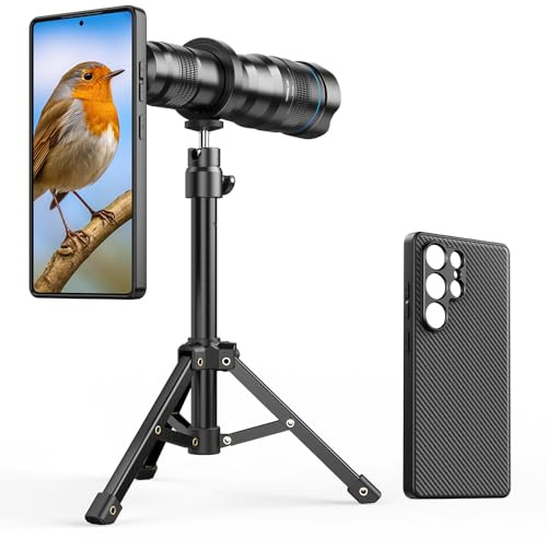 APEXEL Teleobjetivo Portátil con Funda Integrada para S25U – Objetivo 36x con Soporte para Trípode
