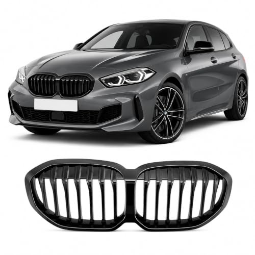 BinaPrts - Reni per griglia compatibili con BMW Serie 1 F40 F41, lucidi, nero 2019-2026 (singola freccia)