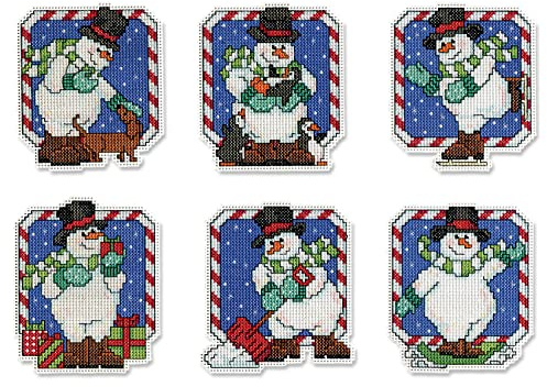 Design Works Counted Cross Stitch Kit - Candy Cane Snowman Ornaments