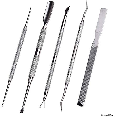 Conjunto Completo de 5 Piezas para el Cuidado de las Uñas y Cutículas - Para Manicura y Pedicura - Calidad de Salón de Belleza - Acero Inoxidable - Cuidado Personal para Hombres y Mujeres