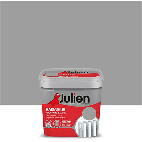 Julien Peinture Radiateur Acrylique, Fer, Cuivre, Alu, zinc - Direct sans sous-couche, Satin, Titanium, 0,75 L