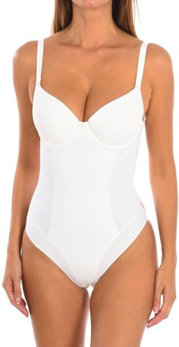 Selene, Body Donna Modellante Schiena Scoperta, con Ferretto, Coppe Imbottite e Spalline Regolabili, Collezione Giorgia, Colore Avorio, Coppa 3 C