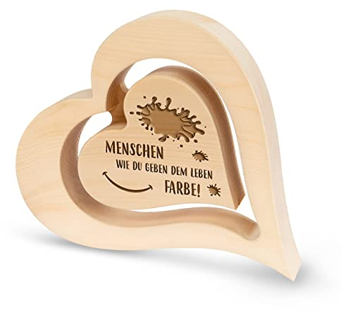 sagl.tirol Herz aus Zirbenholz Mit Schwebendem Innen Herz [100% Naturprodukt] Holzherzen Deko aus Zirbe I Geschenke für Freundin I Beste Freundin I Menschen Wie Du