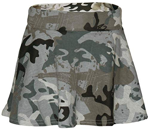 A2Z 4 Kids Girls Plain Skater Skirt Camouflage for School Trendy Soft Feel - Plain Skater Skirt Camo Charcoal 11-12