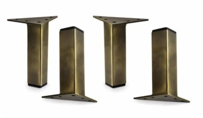 Alpha Furnishings Möbelbeine aus antikem Messing, 12,7 cm, quadratisch, für Sofa, Couch, Schrank, Ersatz-Bücherregal, Badezimmer, Waschtischbeine, Set mit 4 Stück