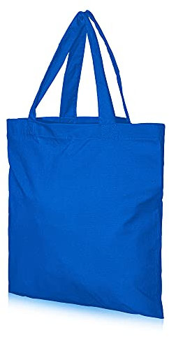 IMFAA Small (30x30+30) Cm 100% Cotton Canvas Reusable Tote Shopping/Kids Party Bags For Painting and Printing in Multi-Colours. (Blue, 1)