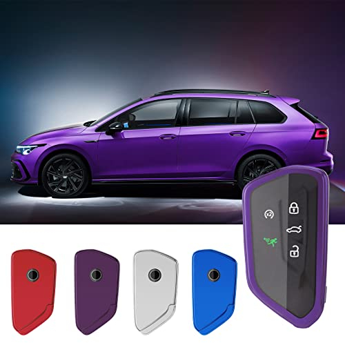 CDEFG Kompatibel mit VW Golf 8 Tiguan 3 Passat B9 ID3 ID4 ID7 Octavia 4 Enyaq iV Kodiaq 2024 2025 Schlüssel Hülle AutoschlüSsel Silikon Schutzhülle Schlüsselhülle Funkschlüsse Zubehör (Violettschwarz)