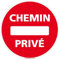 Panneau d’interdiction Chemin Privé - Prévu pour être placé en début de chemin - Panneau de sécurité rigide et rond - Diamètre 170 mm - Plastique PVC de 1 mm