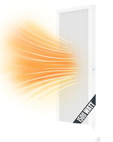 eVARMO „areo smart up“ moderne elektrische Heizung/B:550 H:1240 T:80mm / Elektroheizung zur Wandmontage/energiesparender Elektroheizkörper/wandhängender Elektroofen mit 1500 Watt