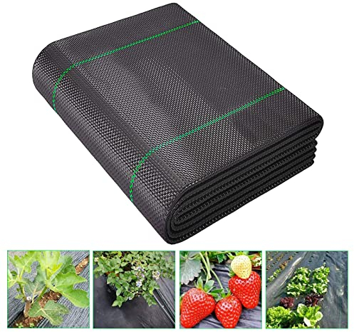 Tom51888 Weed Membrane, 2mx5m Heavy Duty Weed Control Barrier Fabric, Landscape Ground Cover, Weed Control Fabric for Patios Garden Flower beds Landscaping, Black