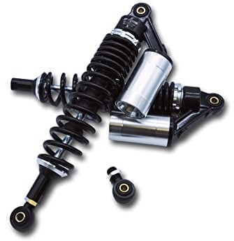 Set: Performance-Federbeine Schwarz/Silber mit ABE, mit externen Ausgleichsbehälter, 360mm - für Simson S50, S51, S70
