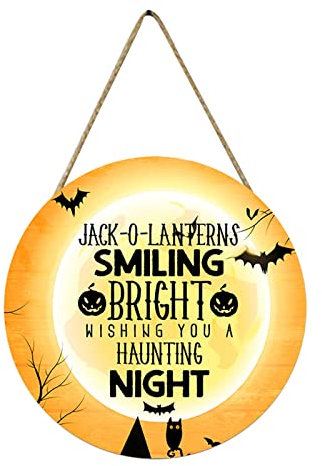 GADXE Halloween-Holzanhänger Trick or Tag Hexenkürbis-Holzanhänger Halloween-Willkommens-Türschild Geschenke Für Sie Freundin 30 (B, One Size)