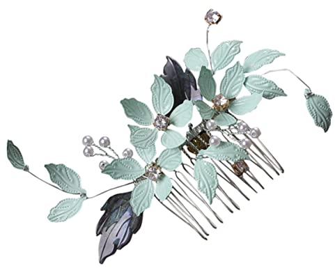 Blumenblatthaar Blumenhaarkamm Hochzeit Hochzeitshaarkamm für Bräute Hochzeitshaarkamm Grüner Kamm Grüne