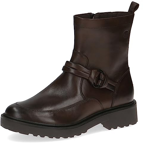 CAPRICE Damen Stiefeletten ohne Absatz Memotion aus Leder Flach Weite G, Braun (Dk Brown Nappa), 40 EU
