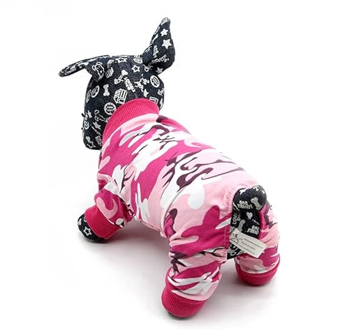 LtuzPet Hunde-Body mit Tarnmuster, einteiliger Overall, Haustier-Camouflage-Schlafanzug, Einteiler mit 4 Beinen