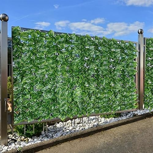 Efeu Sichtschutz Künstliche Efeu Hecke Sichtschutz Grünpflanzen-Hintergrund-Wand-Pflanzen-Wand-Balkon-Dekoration Innen- und Außen-Mall-Blumen-Wand ohne Geruch Custom Style WEWYQSJXBXF-3130(Size:200