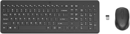 HP 150 teclado y ratón inalámbricos, 2,4 GHz, pantalla LED, bloqueo de botones, combinaciones de 12 teclas, plug and play, ratón sensor óptico de 1600 ppp compatible con Windows 10 y 11, negro
